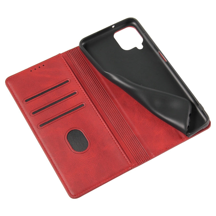 For Samsung Galaxy A12 Calf Texture Magnetic Horizontal Flip Leather Case with Holder & Card Slots & Wallet