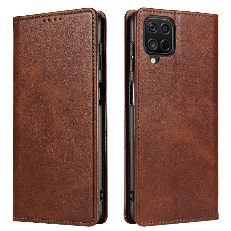 For Samsung Galaxy A12 Calf Texture Magnetic Horizontal Flip Leather Case with Holder & Card Slots & Wallet