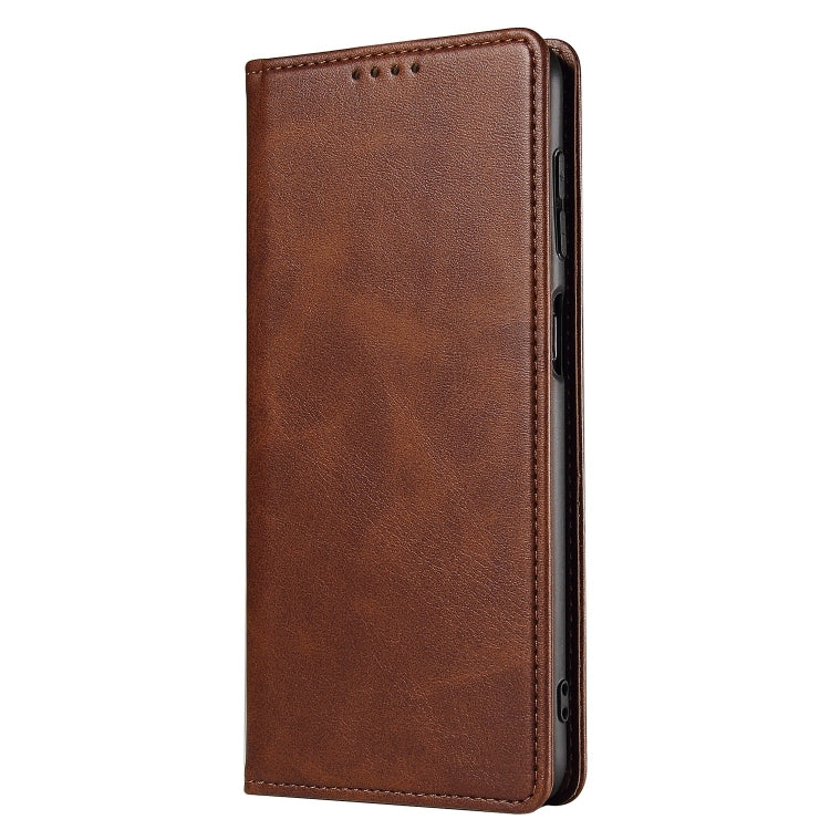 For Samsung Galaxy A12 Calf Texture Magnetic Horizontal Flip Leather Case with Holder & Card Slots & Wallet
