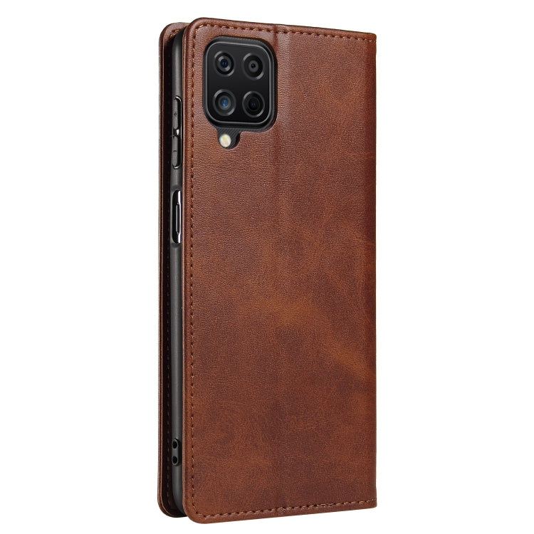 For Samsung Galaxy A12 Calf Texture Magnetic Horizontal Flip Leather Case with Holder & Card Slots & Wallet