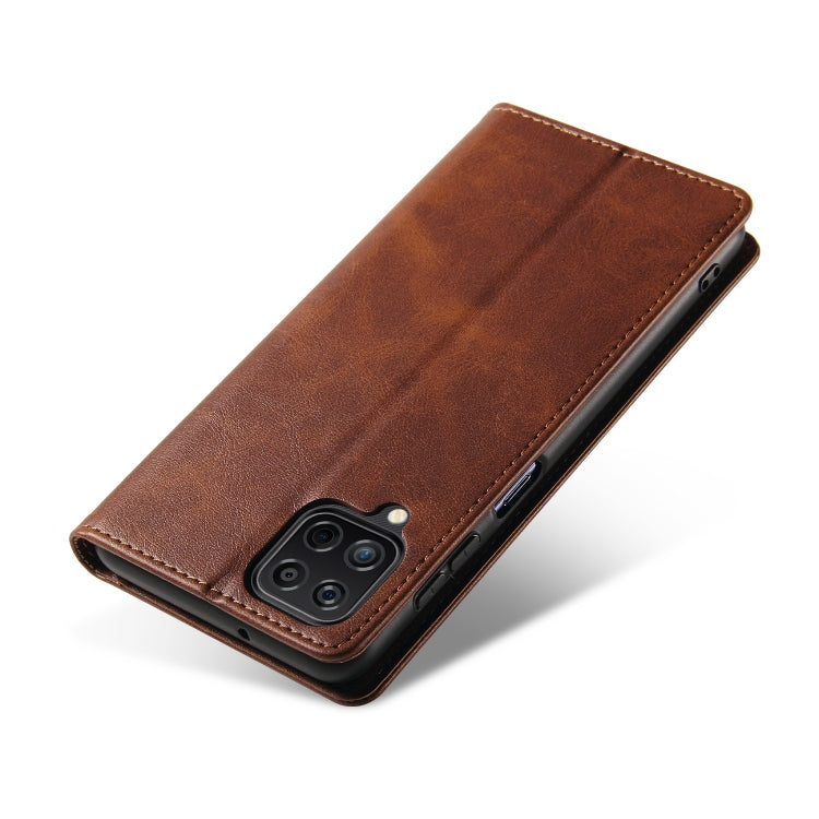 For Samsung Galaxy A12 Calf Texture Magnetic Horizontal Flip Leather Case with Holder & Card Slots & Wallet