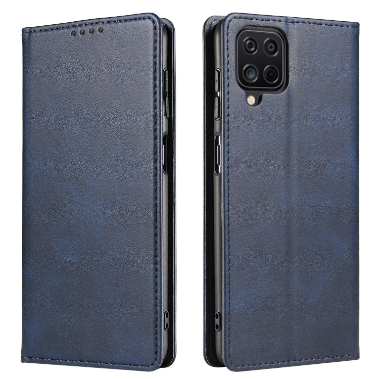 For Samsung Galaxy A12 Calf Texture Magnetic Horizontal Flip Leather Case with Holder & Card Slots & Wallet