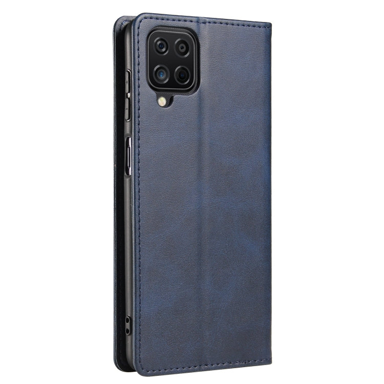 For Samsung Galaxy A12 Calf Texture Magnetic Horizontal Flip Leather Case with Holder & Card Slots & Wallet