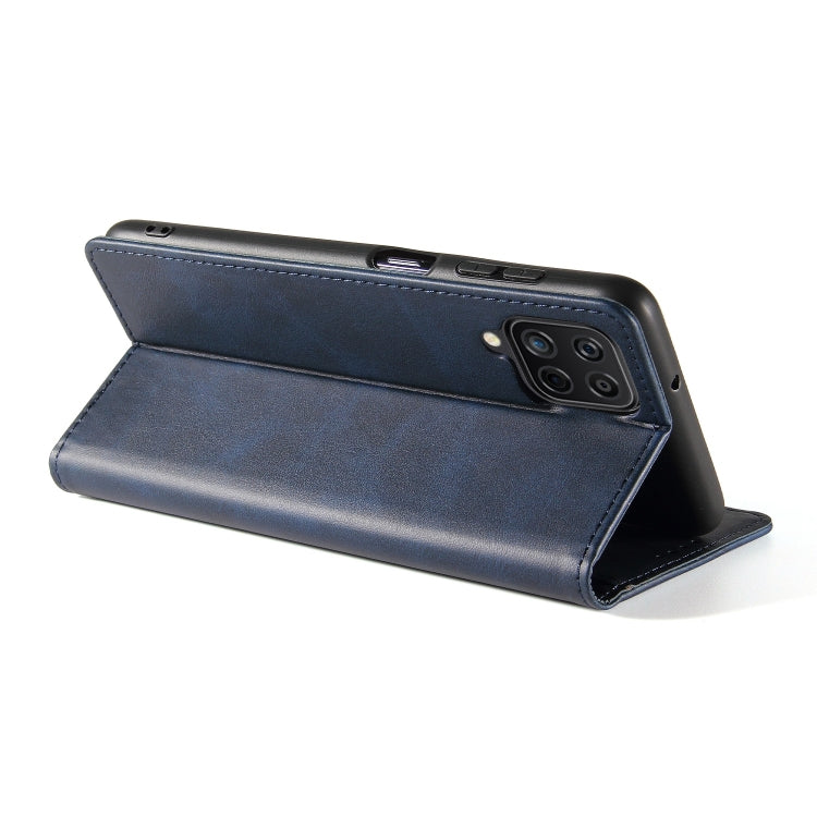 For Samsung Galaxy A12 Calf Texture Magnetic Horizontal Flip Leather Case with Holder & Card Slots & Wallet