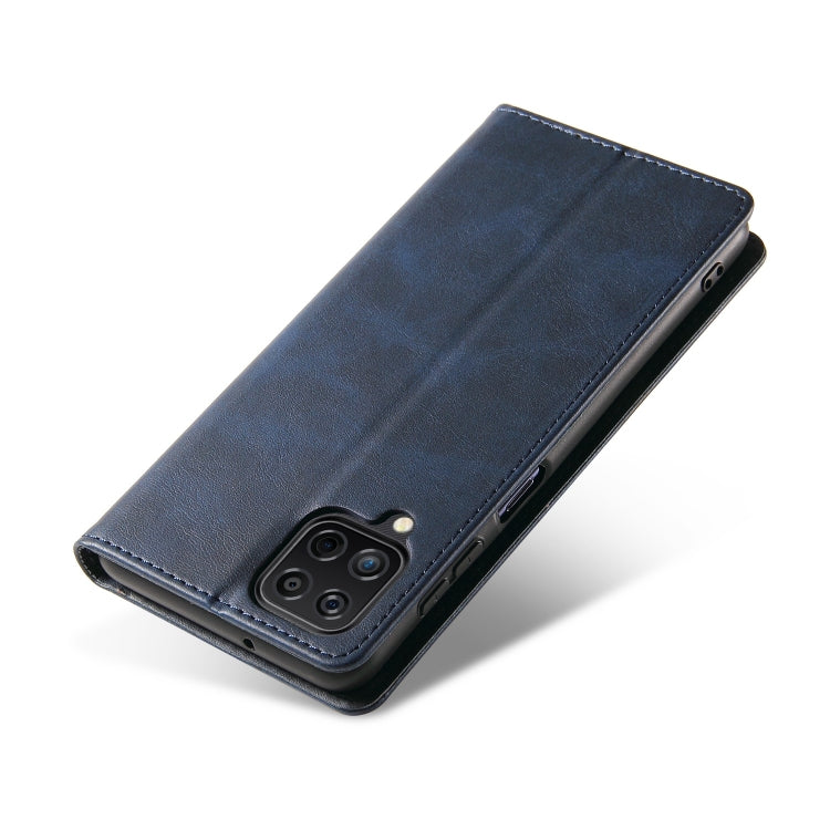 For Samsung Galaxy A12 Calf Texture Magnetic Horizontal Flip Leather Case with Holder & Card Slots & Wallet