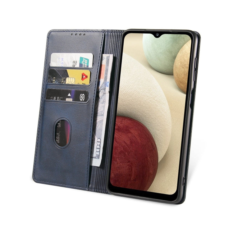 For Samsung Galaxy A12 Calf Texture Magnetic Horizontal Flip Leather Case with Holder & Card Slots & Wallet