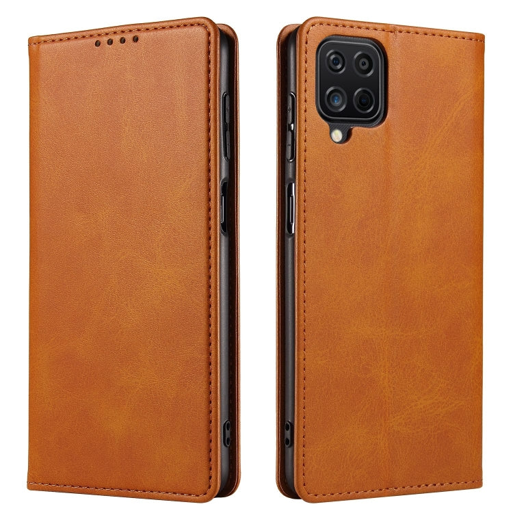For Samsung Galaxy A12 Calf Texture Magnetic Horizontal Flip Leather Case with Holder & Card Slots & Wallet