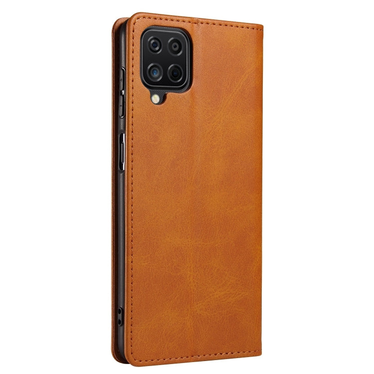 For Samsung Galaxy A12 Calf Texture Magnetic Horizontal Flip Leather Case with Holder & Card Slots & Wallet