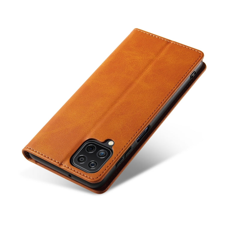 For Samsung Galaxy A12 Calf Texture Magnetic Horizontal Flip Leather Case with Holder & Card Slots & Wallet