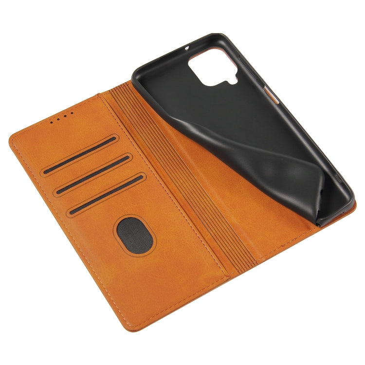 For Samsung Galaxy A12 Calf Texture Magnetic Horizontal Flip Leather Case with Holder & Card Slots & Wallet