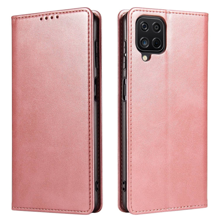 For Samsung Galaxy A12 Calf Texture Magnetic Horizontal Flip Leather Case with Holder & Card Slots & Wallet