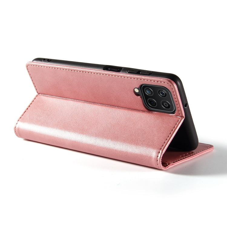 For Samsung Galaxy A12 Calf Texture Magnetic Horizontal Flip Leather Case with Holder & Card Slots & Wallet