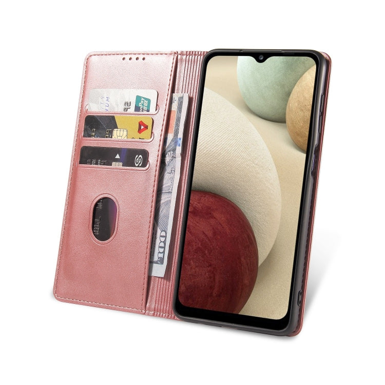 For Samsung Galaxy A12 Calf Texture Magnetic Horizontal Flip Leather Case with Holder & Card Slots & Wallet