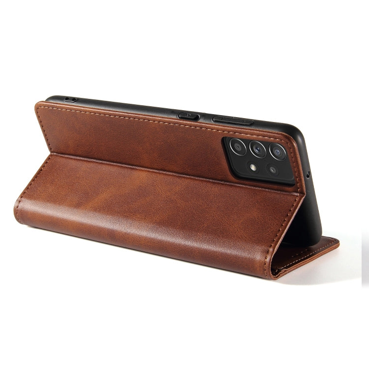 For Samsung Galaxy A52 5G / 4G Calf Texture Magnetic Horizontal Flip Leather Case with Holder & Card Slots & Wallet