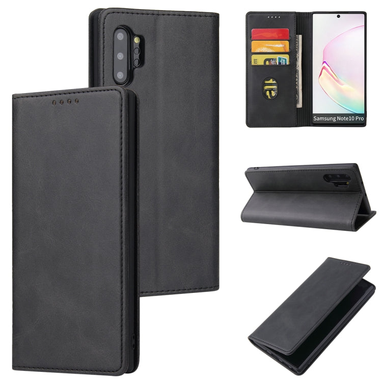 For Samsung Galaxy Note10+ Calf Texture Magnetic Horizontal Flip Leather Case with Holder & Card Slots & Wallet