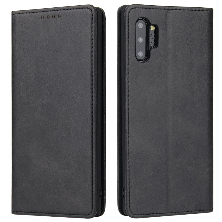 For Samsung Galaxy Note10+ Calf Texture Magnetic Horizontal Flip Leather Case with Holder & Card Slots & Wallet