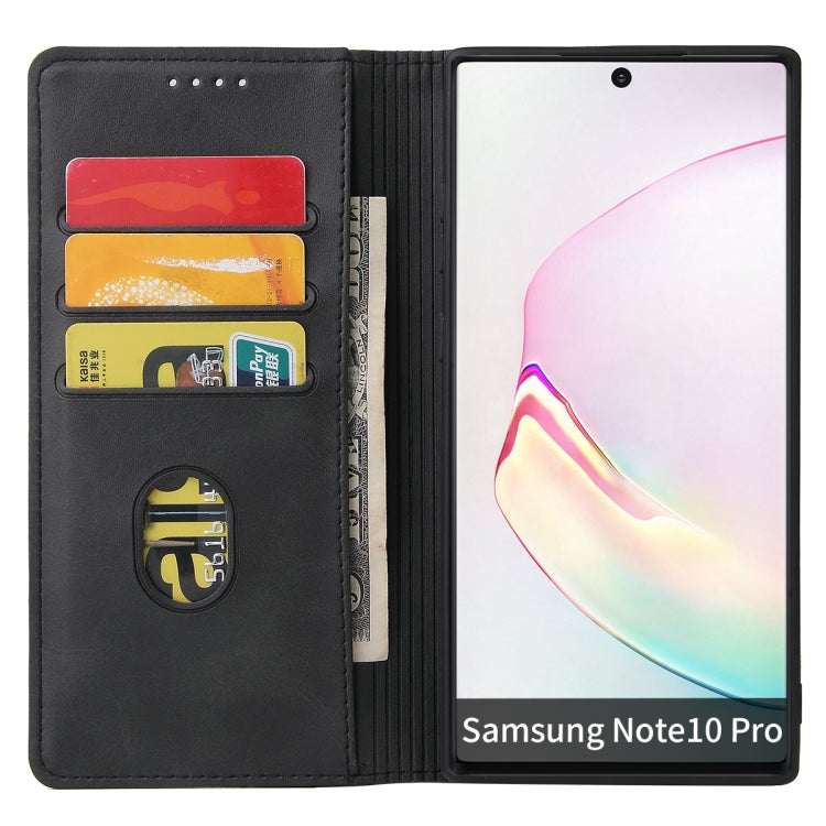 For Samsung Galaxy Note10+ Calf Texture Magnetic Horizontal Flip Leather Case with Holder & Card Slots & Wallet
