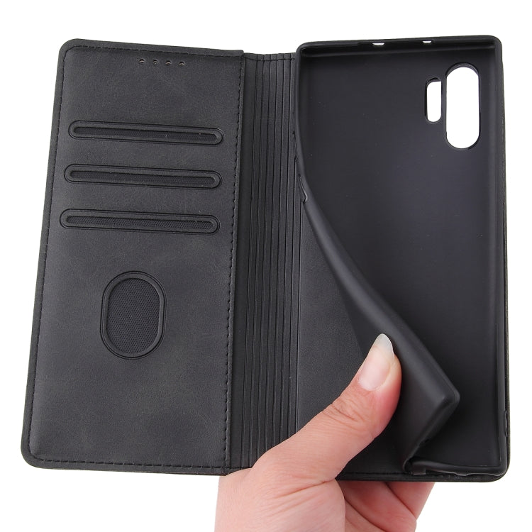 For Samsung Galaxy Note10+ Calf Texture Magnetic Horizontal Flip Leather Case with Holder & Card Slots & Wallet