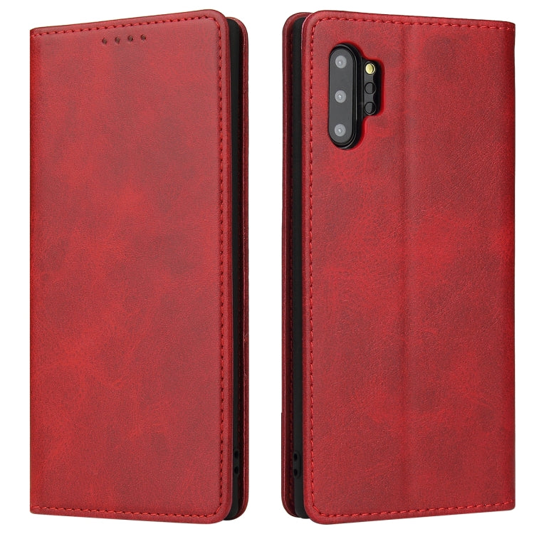For Samsung Galaxy Note10+ Calf Texture Magnetic Horizontal Flip Leather Case with Holder & Card Slots & Wallet