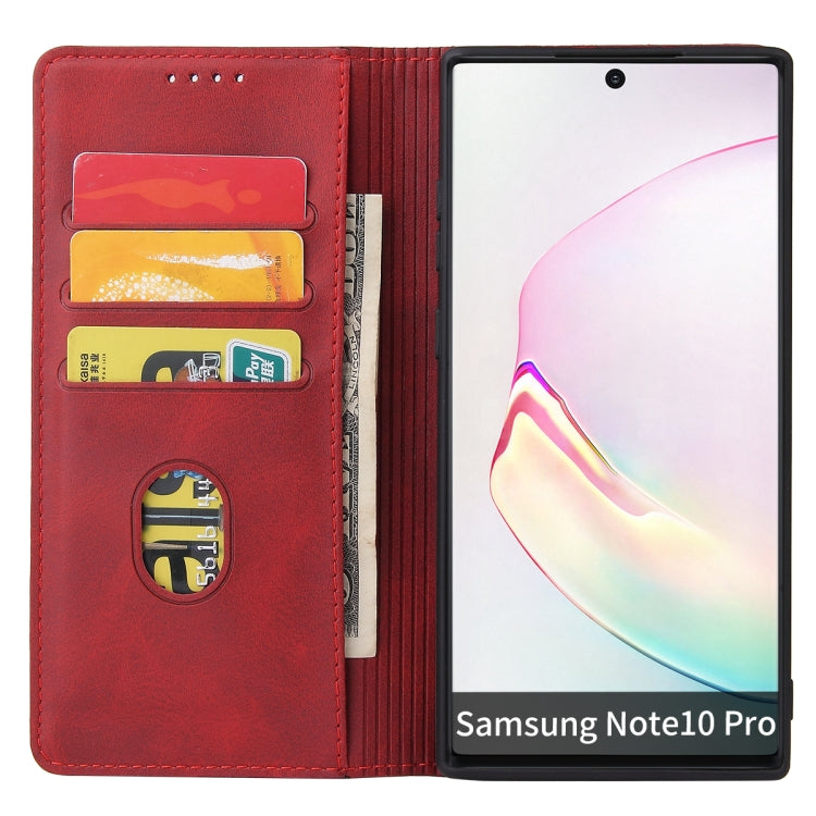 For Samsung Galaxy Note10+ Calf Texture Magnetic Horizontal Flip Leather Case with Holder & Card Slots & Wallet