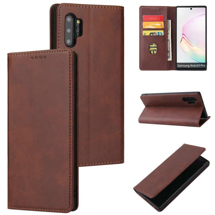 For Samsung Galaxy Note10+ Calf Texture Magnetic Horizontal Flip Leather Case with Holder & Card Slots & Wallet