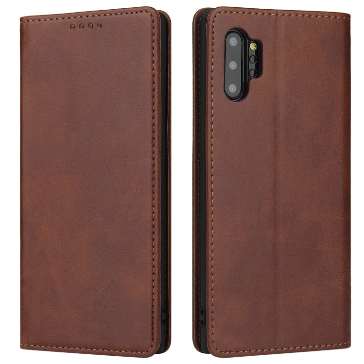 For Samsung Galaxy Note10+ Calf Texture Magnetic Horizontal Flip Leather Case with Holder & Card Slots & Wallet