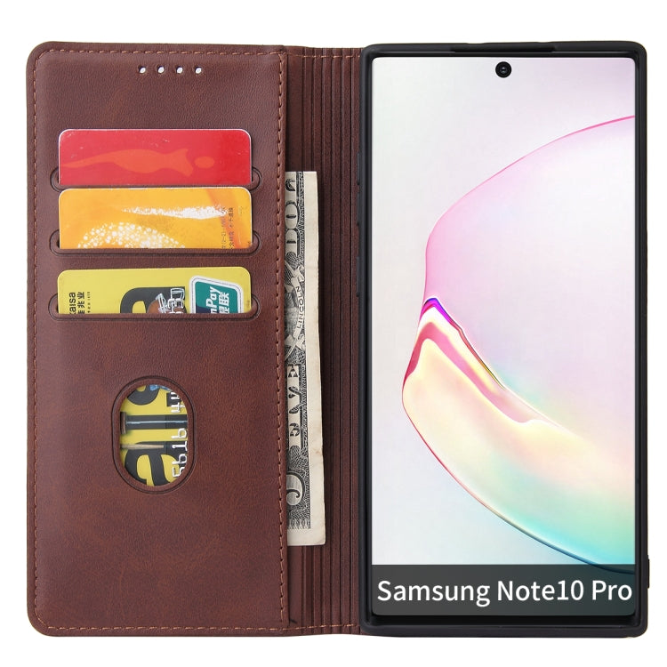 For Samsung Galaxy Note10+ Calf Texture Magnetic Horizontal Flip Leather Case with Holder & Card Slots & Wallet