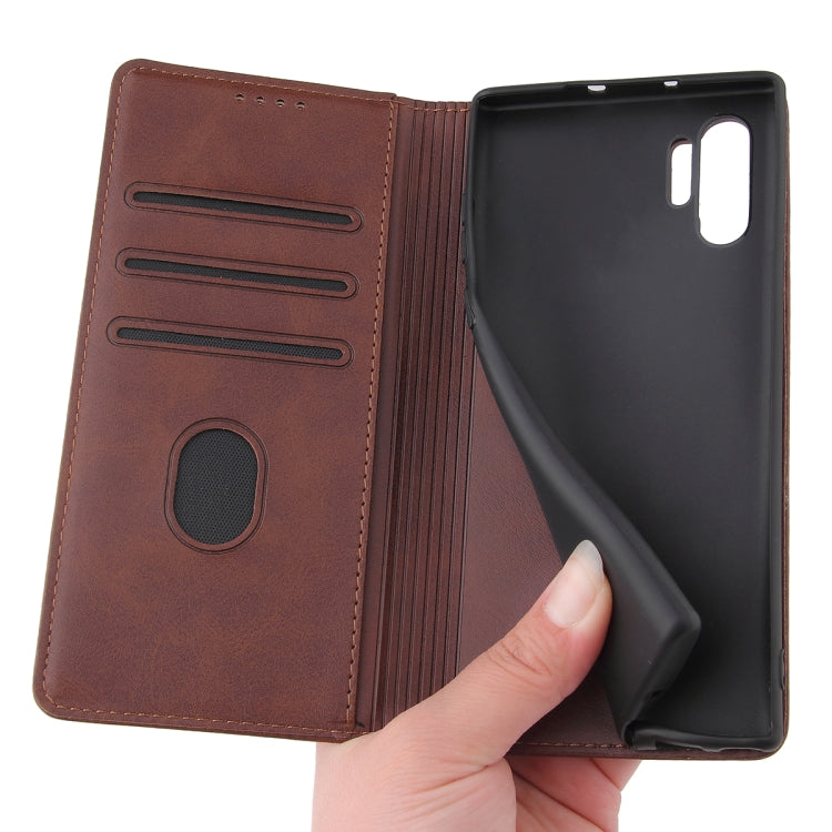 For Samsung Galaxy Note10+ Calf Texture Magnetic Horizontal Flip Leather Case with Holder & Card Slots & Wallet
