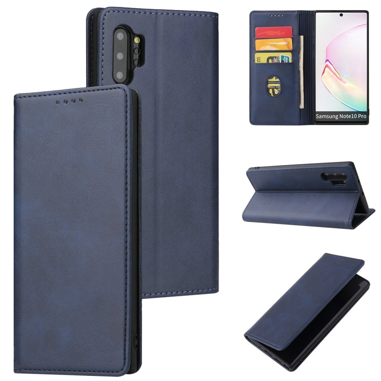 For Samsung Galaxy Note10+ Calf Texture Magnetic Horizontal Flip Leather Case with Holder & Card Slots & Wallet