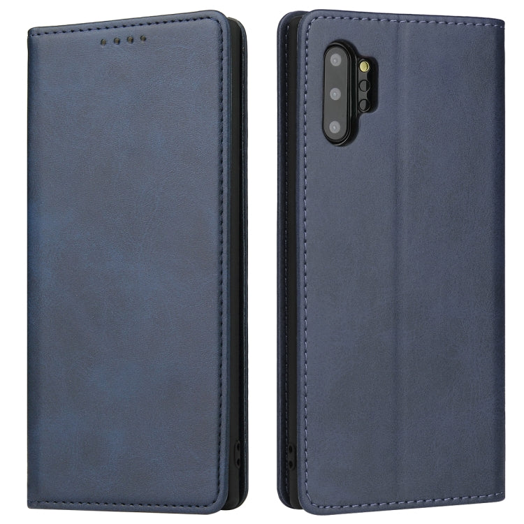 For Samsung Galaxy Note10+ Calf Texture Magnetic Horizontal Flip Leather Case with Holder & Card Slots & Wallet