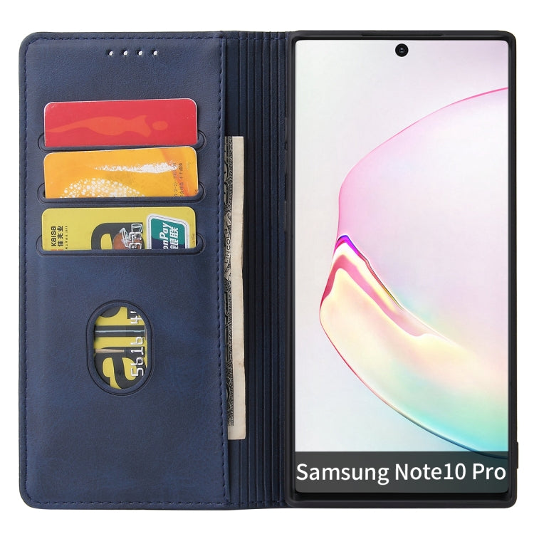 For Samsung Galaxy Note10+ Calf Texture Magnetic Horizontal Flip Leather Case with Holder & Card Slots & Wallet