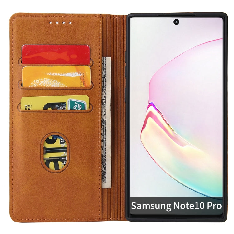 For Samsung Galaxy Note10+ Calf Texture Magnetic Horizontal Flip Leather Case with Holder & Card Slots & Wallet