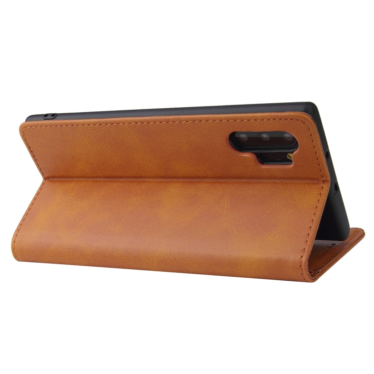 For Samsung Galaxy Note10+ Calf Texture Magnetic Horizontal Flip Leather Case with Holder & Card Slots & Wallet