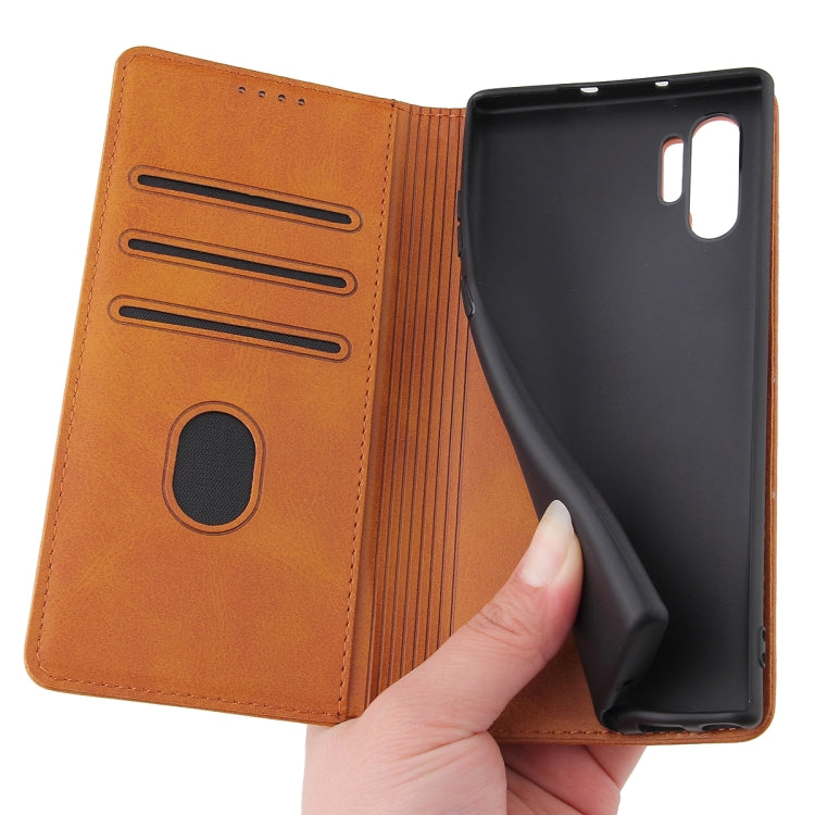 For Samsung Galaxy Note10+ Calf Texture Magnetic Horizontal Flip Leather Case with Holder & Card Slots & Wallet