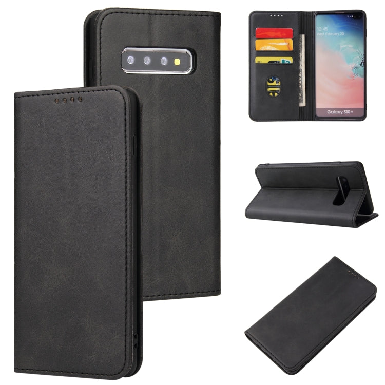 For Samsung Galaxy S10 Calf Texture Magnetic Horizontal Flip Leather Case with Holder & Card Slots & Wallet
