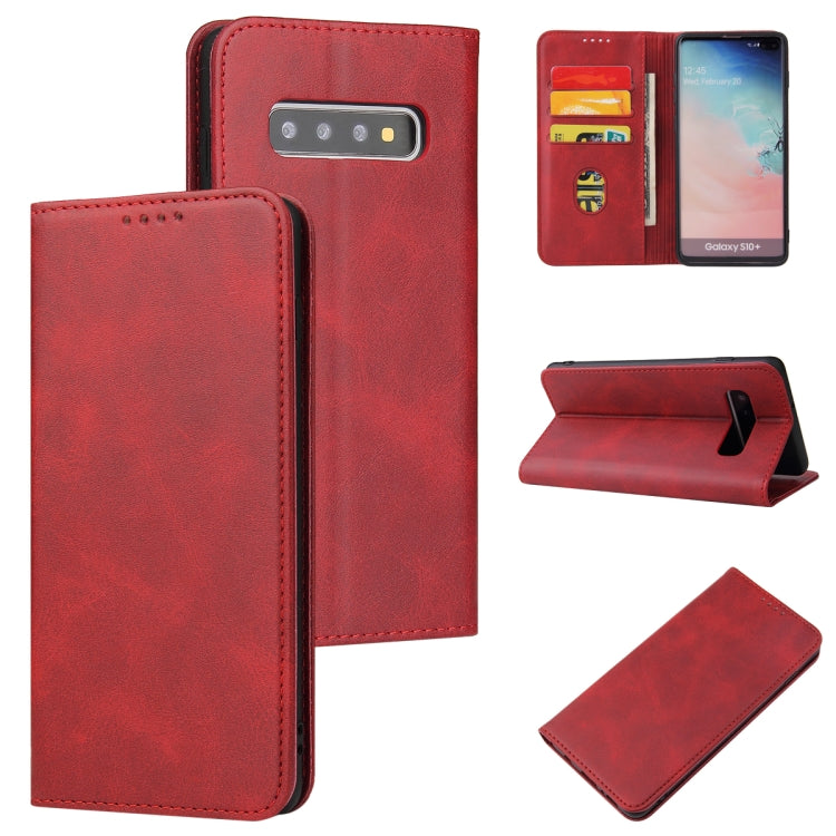 For Samsung Galaxy S10 Calf Texture Magnetic Horizontal Flip Leather Case with Holder & Card Slots & Wallet