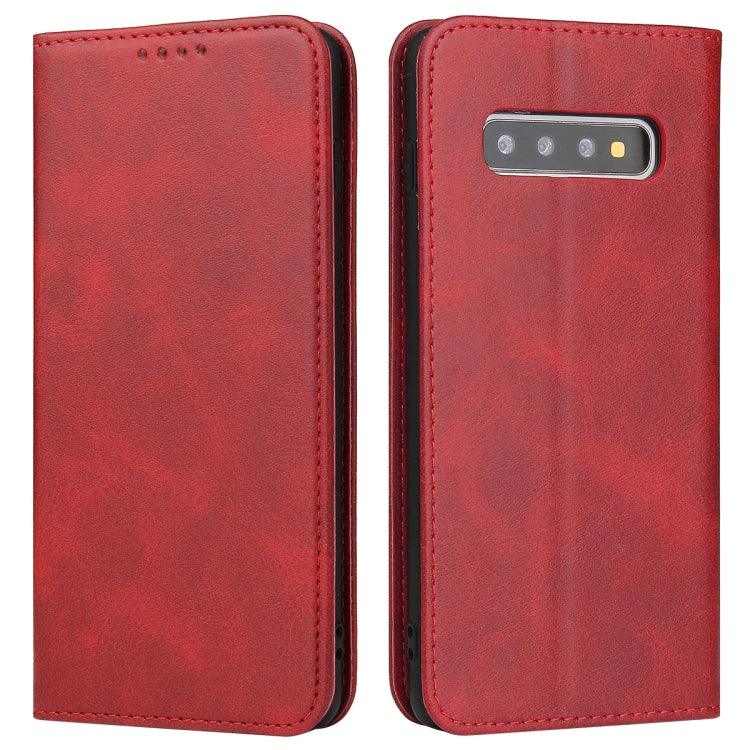 For Samsung Galaxy S10 Calf Texture Magnetic Horizontal Flip Leather Case with Holder & Card Slots & Wallet