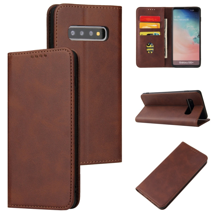 For Samsung Galaxy S10 Calf Texture Magnetic Horizontal Flip Leather Case with Holder & Card Slots & Wallet