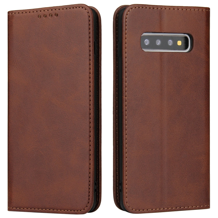 For Samsung Galaxy S10 Calf Texture Magnetic Horizontal Flip Leather Case with Holder & Card Slots & Wallet