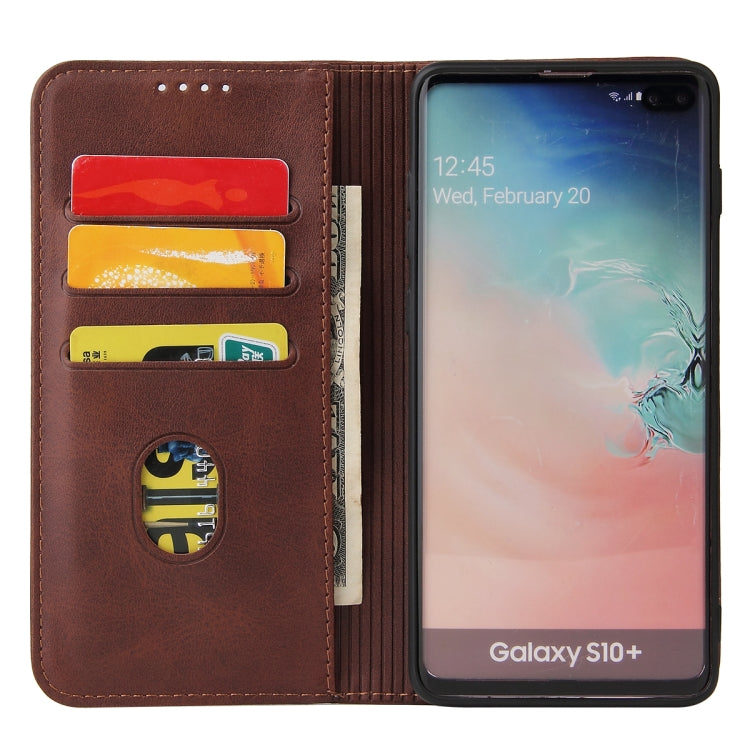 For Samsung Galaxy S10 Calf Texture Magnetic Horizontal Flip Leather Case with Holder & Card Slots & Wallet