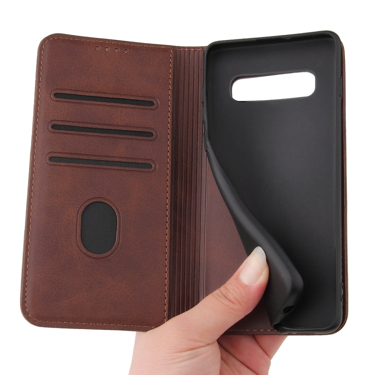 For Samsung Galaxy S10 Calf Texture Magnetic Horizontal Flip Leather Case with Holder & Card Slots & Wallet