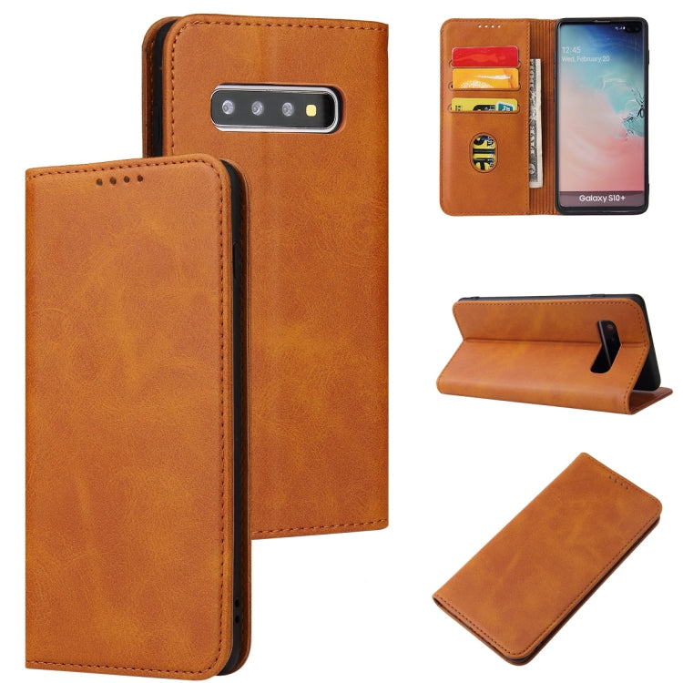 For Samsung Galaxy S10 Calf Texture Magnetic Horizontal Flip Leather Case with Holder & Card Slots & Wallet