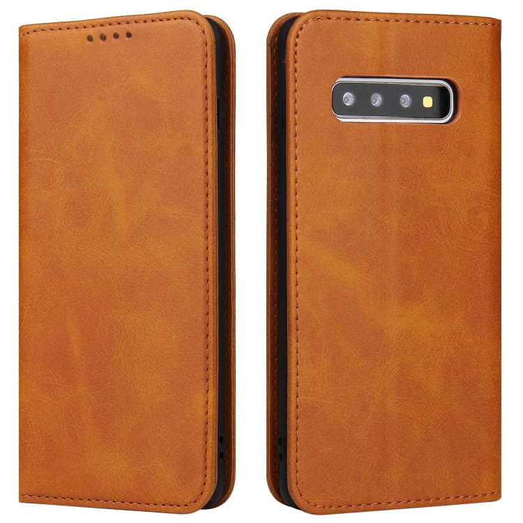 For Samsung Galaxy S10 Calf Texture Magnetic Horizontal Flip Leather Case with Holder & Card Slots & Wallet