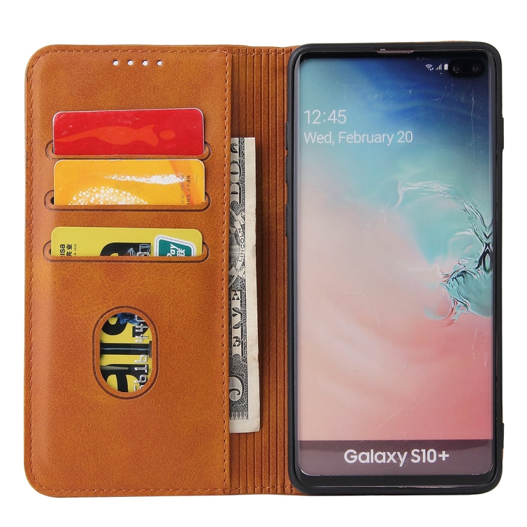 For Samsung Galaxy S10 Calf Texture Magnetic Horizontal Flip Leather Case with Holder & Card Slots & Wallet