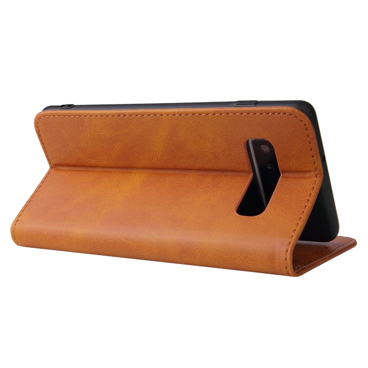 For Samsung Galaxy S10 Calf Texture Magnetic Horizontal Flip Leather Case with Holder & Card Slots & Wallet