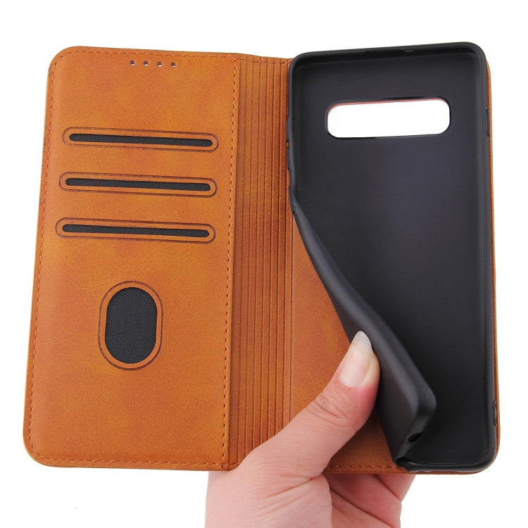 For Samsung Galaxy S10 Calf Texture Magnetic Horizontal Flip Leather Case with Holder & Card Slots & Wallet