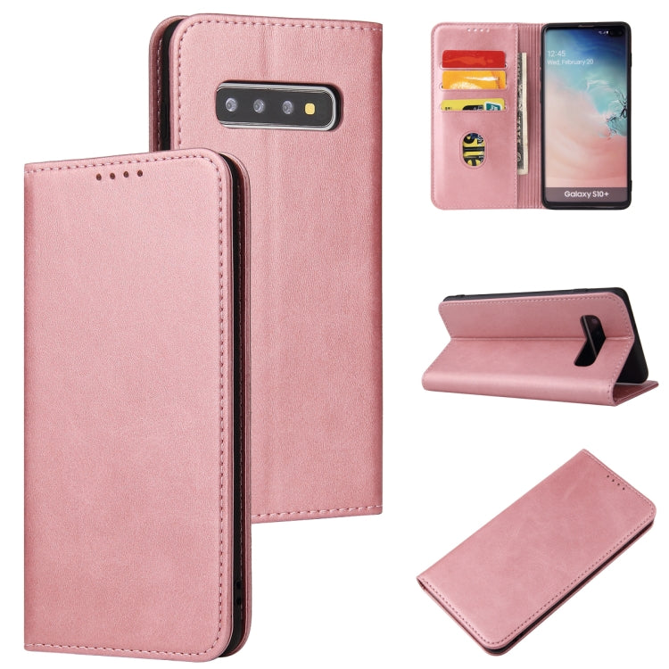 For Samsung Galaxy S10 Calf Texture Magnetic Horizontal Flip Leather Case with Holder & Card Slots & Wallet