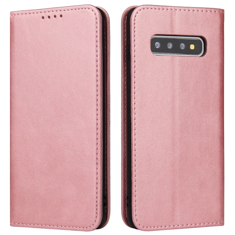 For Samsung Galaxy S10 Calf Texture Magnetic Horizontal Flip Leather Case with Holder & Card Slots & Wallet
