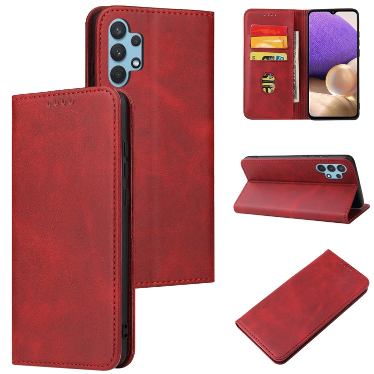 For Samsung Galaxy A32 5G Calf Texture Magnetic Horizontal Flip Leather Case with Holder & Card Slots & Wallet