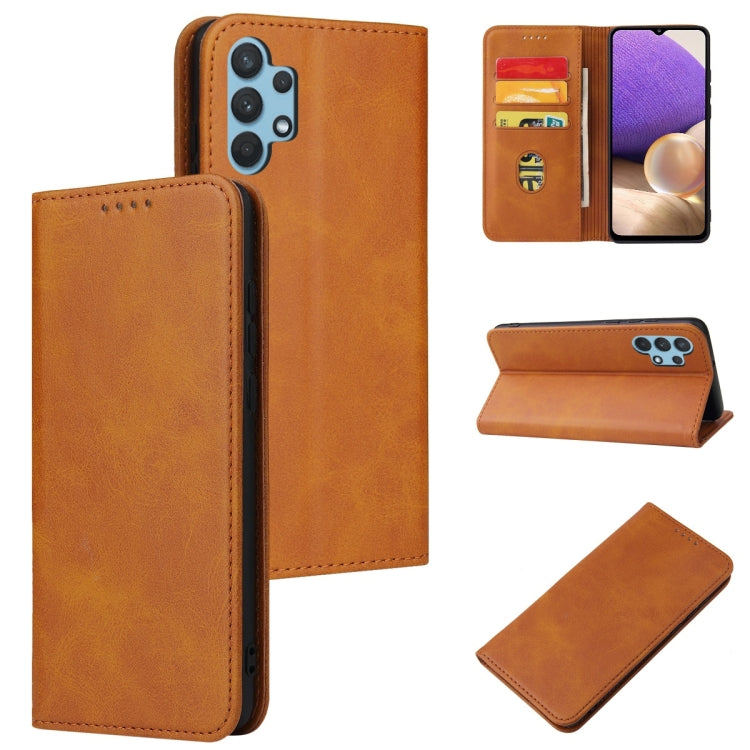 For Samsung Galaxy A32 5G Calf Texture Magnetic Horizontal Flip Leather Case with Holder & Card Slots & Wallet